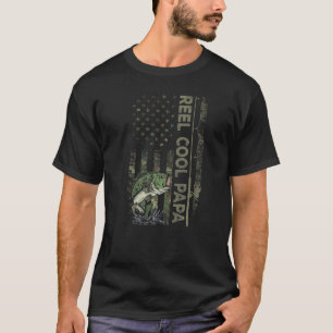 Mannen Camouflage Amerikaanse vlag Cool Papa Fishi T-shirt