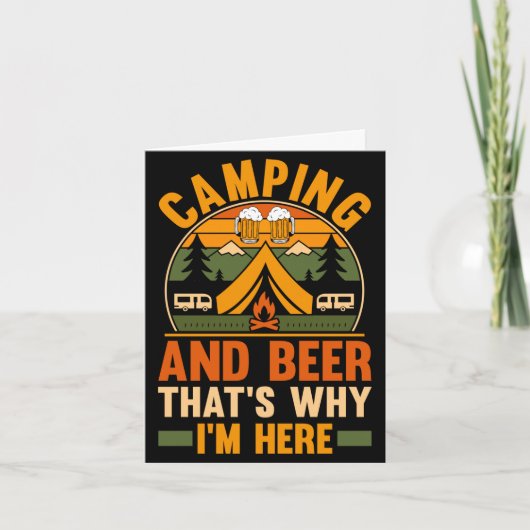 Mannen camping bier kamp leven bos kampeerder kaart (Voorkant)