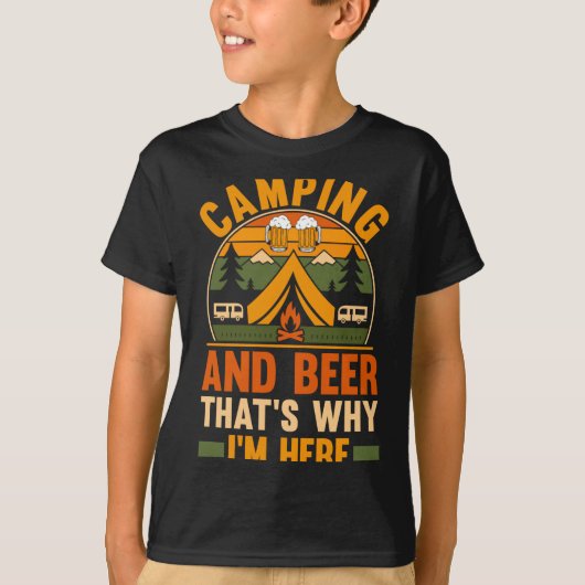 Mannen camping bier kampeer leven bos kampeerder t-shirt (Voorkant)