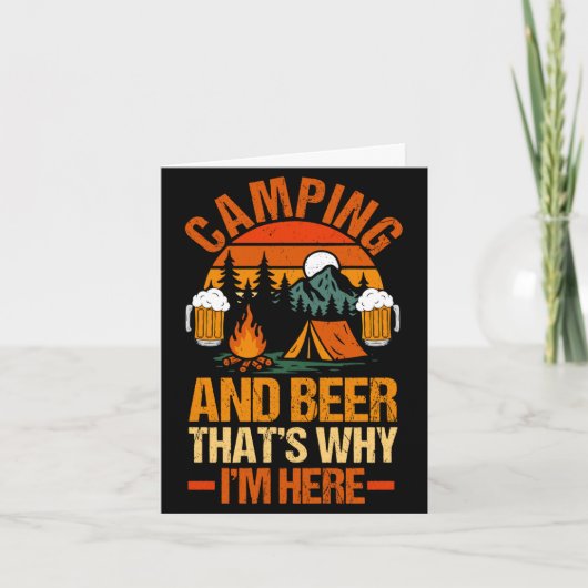 Mannen camping bier kamperen leven bos kampeerder kaart (Voorkant)