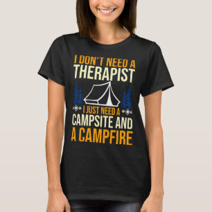 Mannen camping kampvuur kamperen leven bos kampeer t-shirt