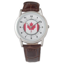Mannen Canada Vlag Classic Bruin Lederen Horloge