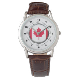 Mannen Canada Vlag Classic Bruin Lederen Horloge