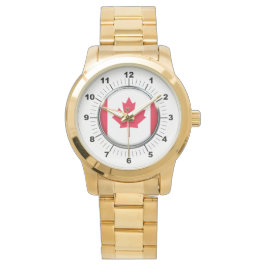 Mannen Canada Vlag Oversized gouden armband horlog Horloge