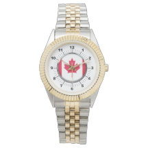 Mannen Canada vlag Two-Tone armband horloge