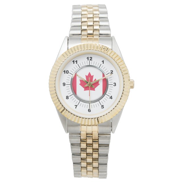 Mannen Canada vlag Two-Tone armband horloge (Voorkant)