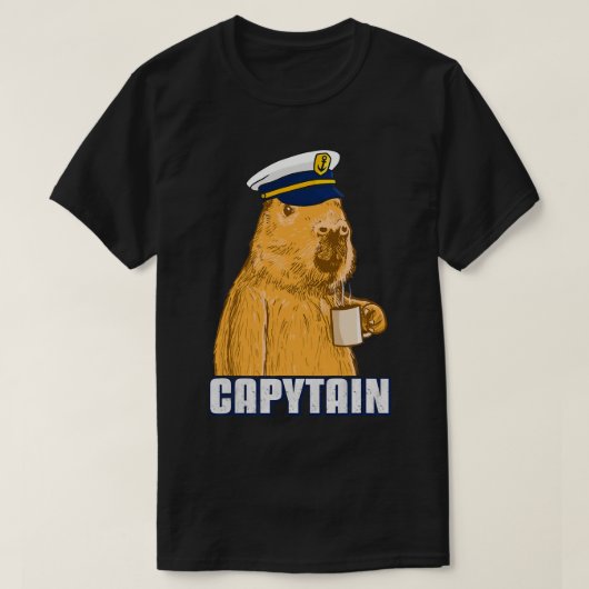 Mannen capibara bootkapitein t-shirt (Design voorkant)