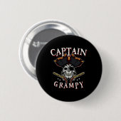 Mannen Captain Grampy Pirate Pet en Skull Boating Ronde Button 5,7 Cm (Voorkant /achterkant)