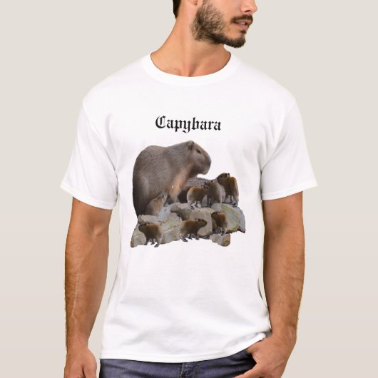 Mannen capybara mama met haar baby's tshirt (Voorkant)