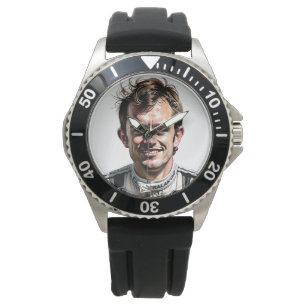 Mannen Car Racer RVS Horloge