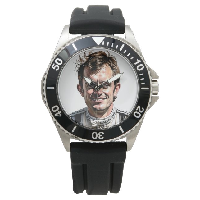 Mannen Car Racer RVS Horloge (Voorkant)