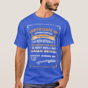 Mannen certificaatgrootvader van het jaar ondertek t-shirt