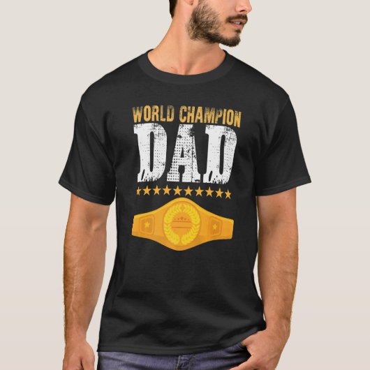 Mannen Champion Belt vaderdag van Kinder vader T-shirt (Voorkant)