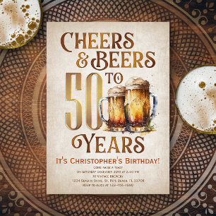 Mannen Cheers & Beers Funny 50th Birthday Kaart