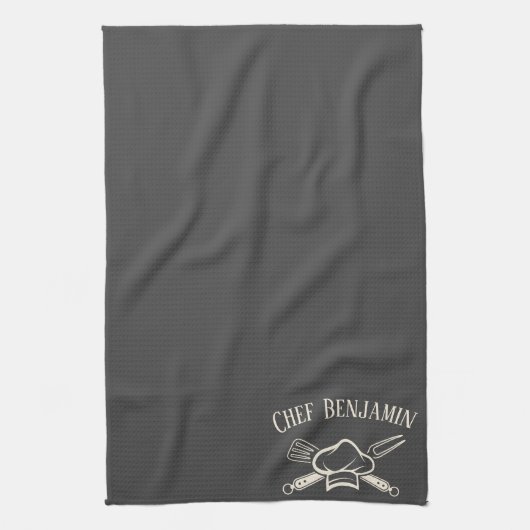 Mannen Chef Aangepaste Naam Koken Schort Theedoek (Verticaal)
