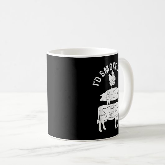 Mannen Chef Butcher BBQ Ik zou dat varkensvleesbon Koffiemok (Voorkant rechts)