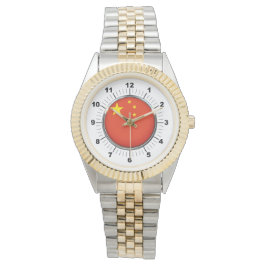 Mannen China vlag Two-Tone armband horloge