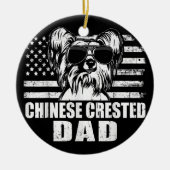 Mannen Chinese Crested Dad Cool Retro Proud Keramisch Ornament (Voorkant)