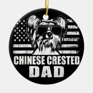 Mannen Chinese Crested Dad Cool  Retro Proud Keramisch Ornament