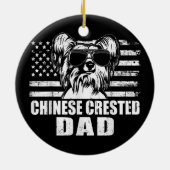 Mannen Chinese Crested Dad Cool  Retro Proud Keramisch Ornament (Achterkant)