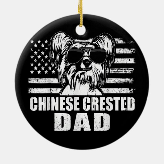 Mannen Chinese Crested Dad Cool Retro Proud Keramisch Ornament (Achterkant)