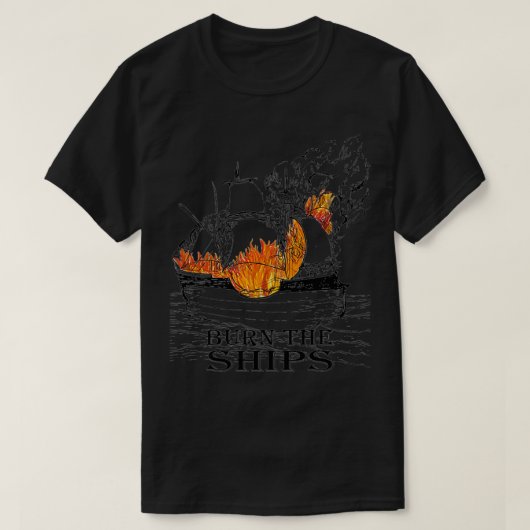 Mannen Christelijke Grafische branden de Scheepskl T-shirt (Design voorkant)