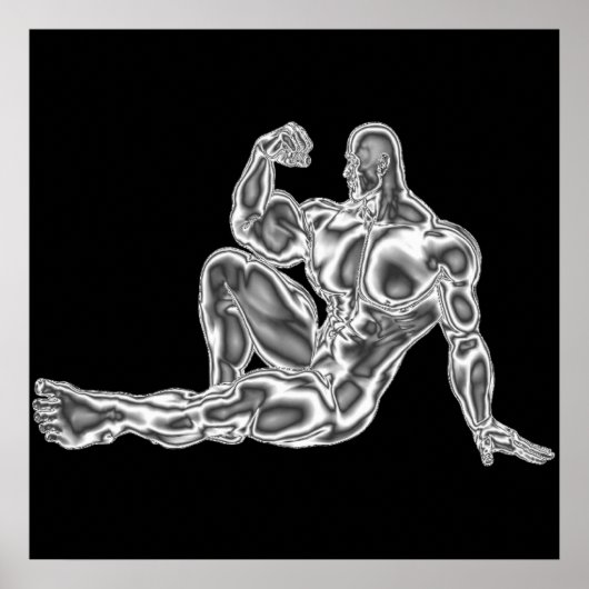 Mannen Chrome Bodybuilder Poster (Voorkant)