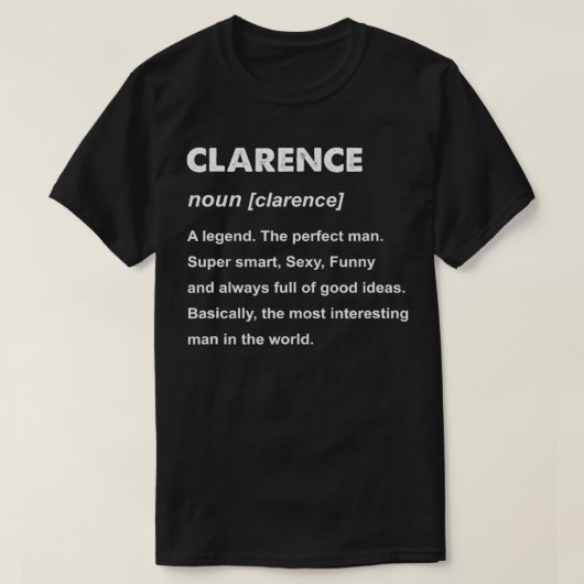 Mannen Clarence Name T-shirt (Design voorkant)