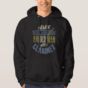 Mannen Clarinet Funny Old Man Clarinetist P Hoodie
