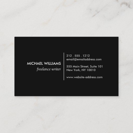 Mannen Classic Bow Stropdas Logo - Wit en Zwart Visitekaartje (Achterkant)