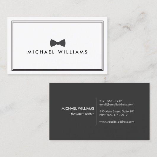 Mannen Classic Bow Stropdas Logo - Zwart en Wit Visitekaartje (Voorkant / Achterkant)