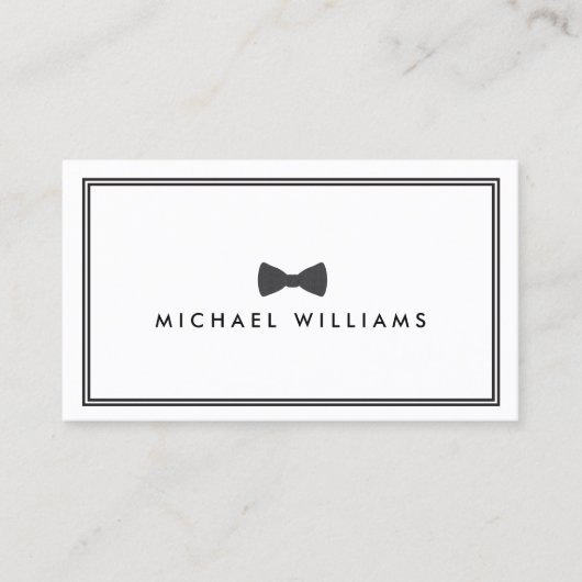 Mannen Classic Bow Stropdas Logo - Zwart en Wit Visitekaartje (Voorkant)