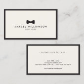 Mannen Classic Bow Stropdas Logo Zwart/Ivoor Visitekaartje (Voorkant / Achterkant)