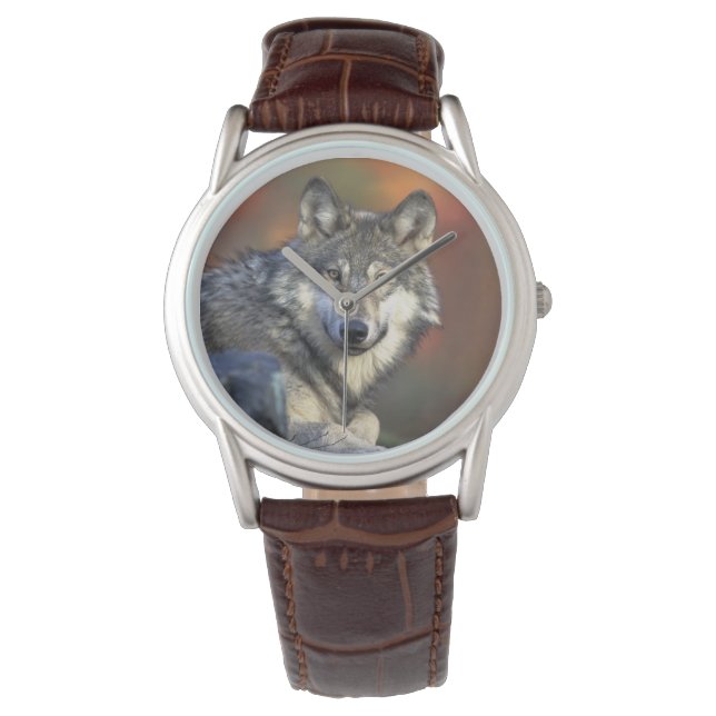 Mannen Classic Watch/Wildlife Wolf Horloge (Voorkant)