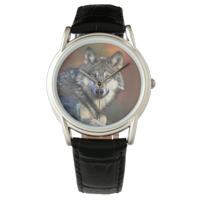 Mannen Classic Watch/Wildlife Wolf Horloge (Voorkant)