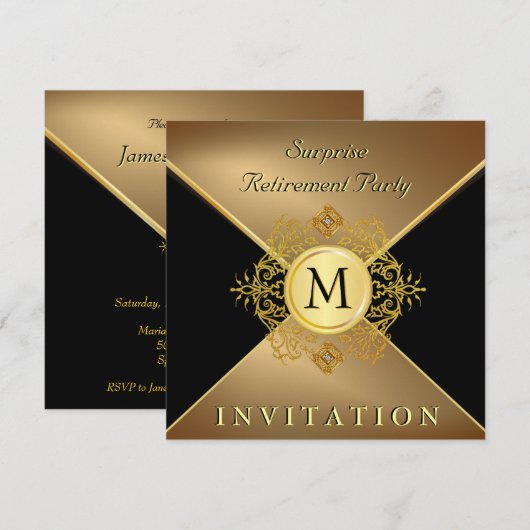 Mannen Classy Black Gold Monogram speciale plechti Kaart (Voorkant / Achterkant)