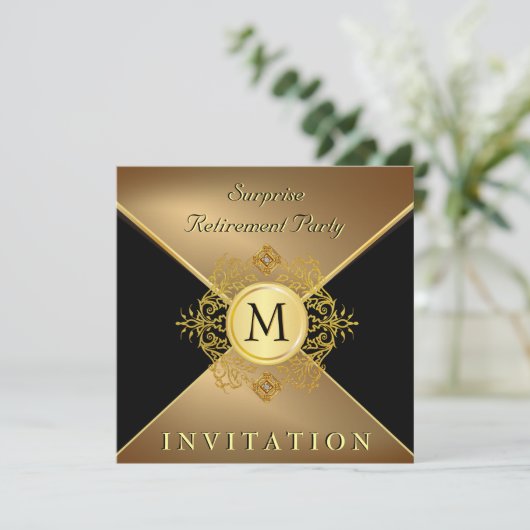 Mannen Classy Black Gold Monogram speciale plechti Kaart (Staand voorkant)