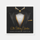 Mannen Classy Black Gold Tuxedo Verjaardag Servet (Voorkant)