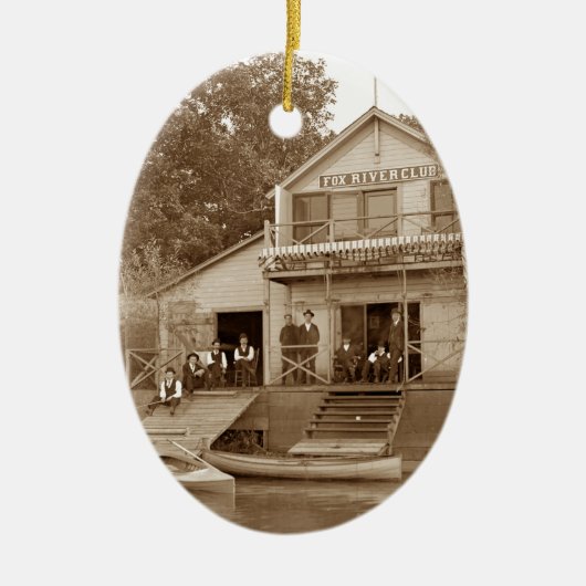 mannen Club Fox River Club van 1880 Vist Elgin Keramisch Ornament (Voorkant)