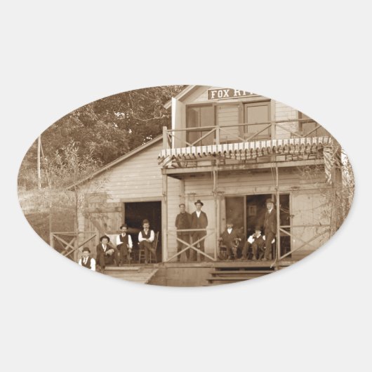mannen Club Fox River Club van 1880 Vist Elgin Ovale Sticker (Voorkant)