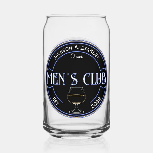 Mannen Club Man Cave Drinkware Blikvorm Glas (Voorkant)