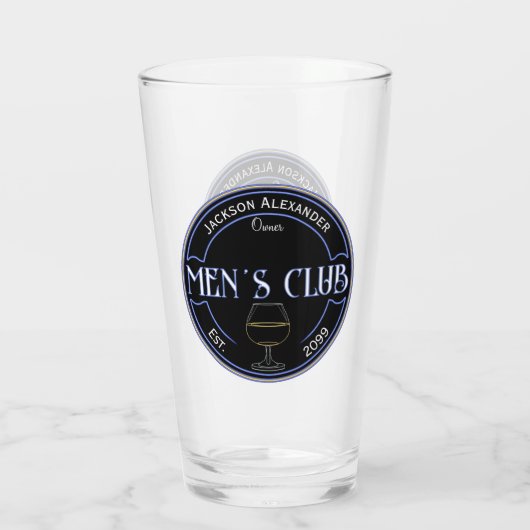 Mannen Club Man Cave Drinkware Pint Beer Glas (Achterkant)