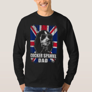 Mannen Cocker Spaniel Dad Cool Uk Flag Retro T-shirt