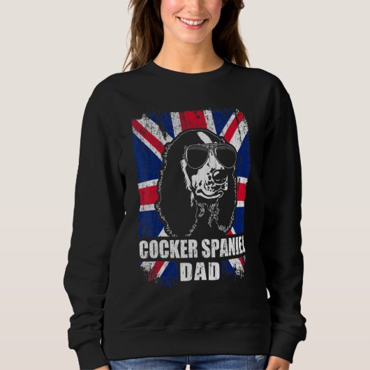 Mannen Cocker Spaniel Dad Cool Uk Flag Retro Trui (Voorkant)