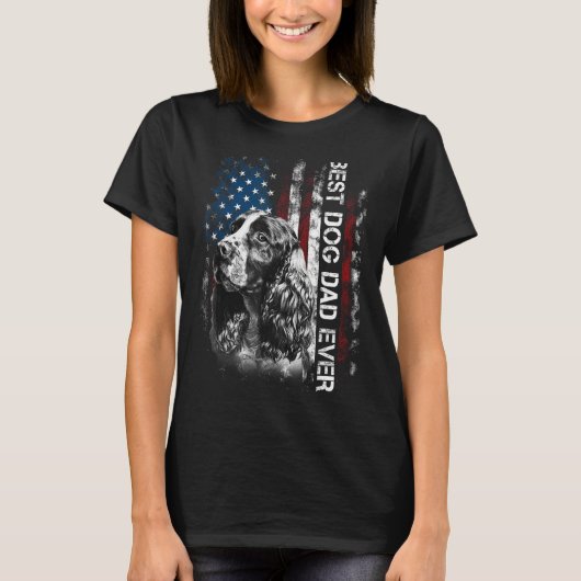 Mannen Cocker Spaniel Papa  Amerikaans Vlag Vlieg T-shirt (Voorkant)