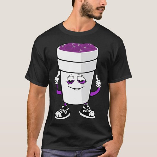 Mannen Codeine Double Cup Styrofoam Lean Paars Dra T-shirt (Voorkant)