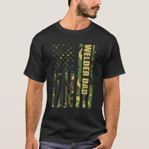 Mannen Cool American Flag Camouflage Welder Dad Fa T-shirt