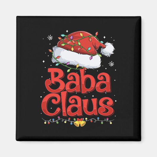 Mannen Cool Baba Claus Met Kerstmuts Kerstmis Lich Magneet (Voorkant)