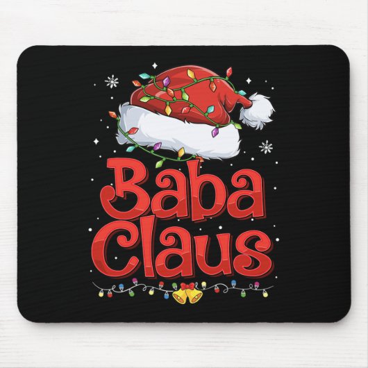 Mannen Cool Baba Claus Met Kerstmuts Kerstmis Lich Muismat (Voorkant)