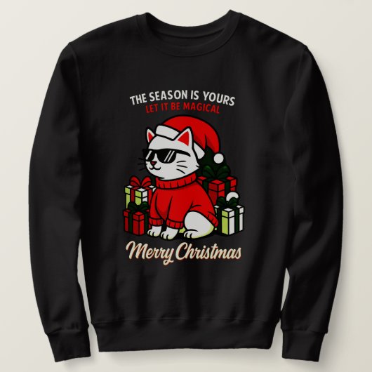 Mannen Cool Cat Kerstmis Grappige & Ontspannen Vak Trui (Design voorkant)